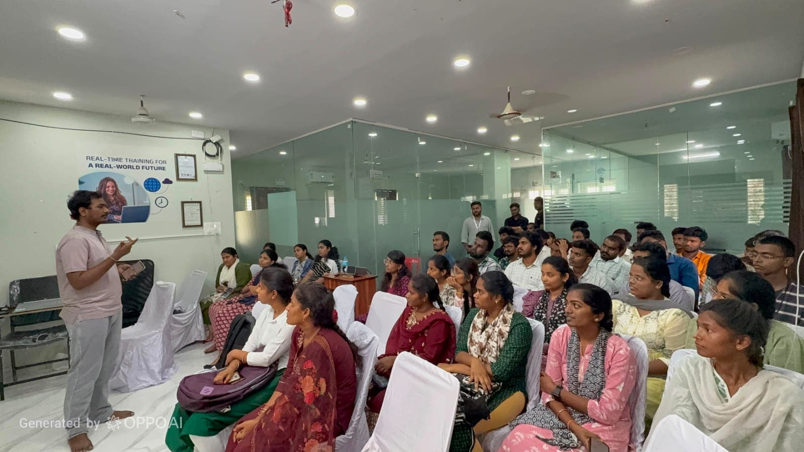 Internship batch celebrating training completion with certificates