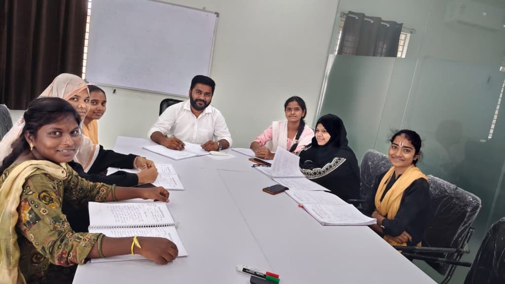 Interns in a hands-on training session
